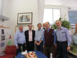 Group celebration in an office