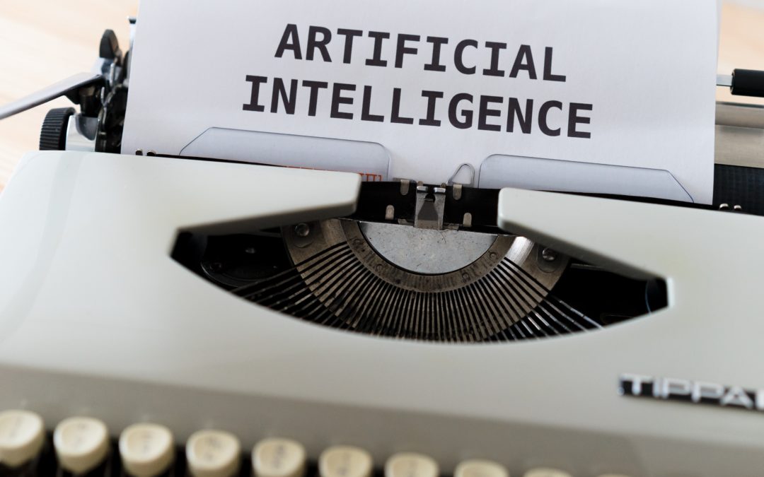 Image of a type writer with the words 'Artificial Intelligence' typed out